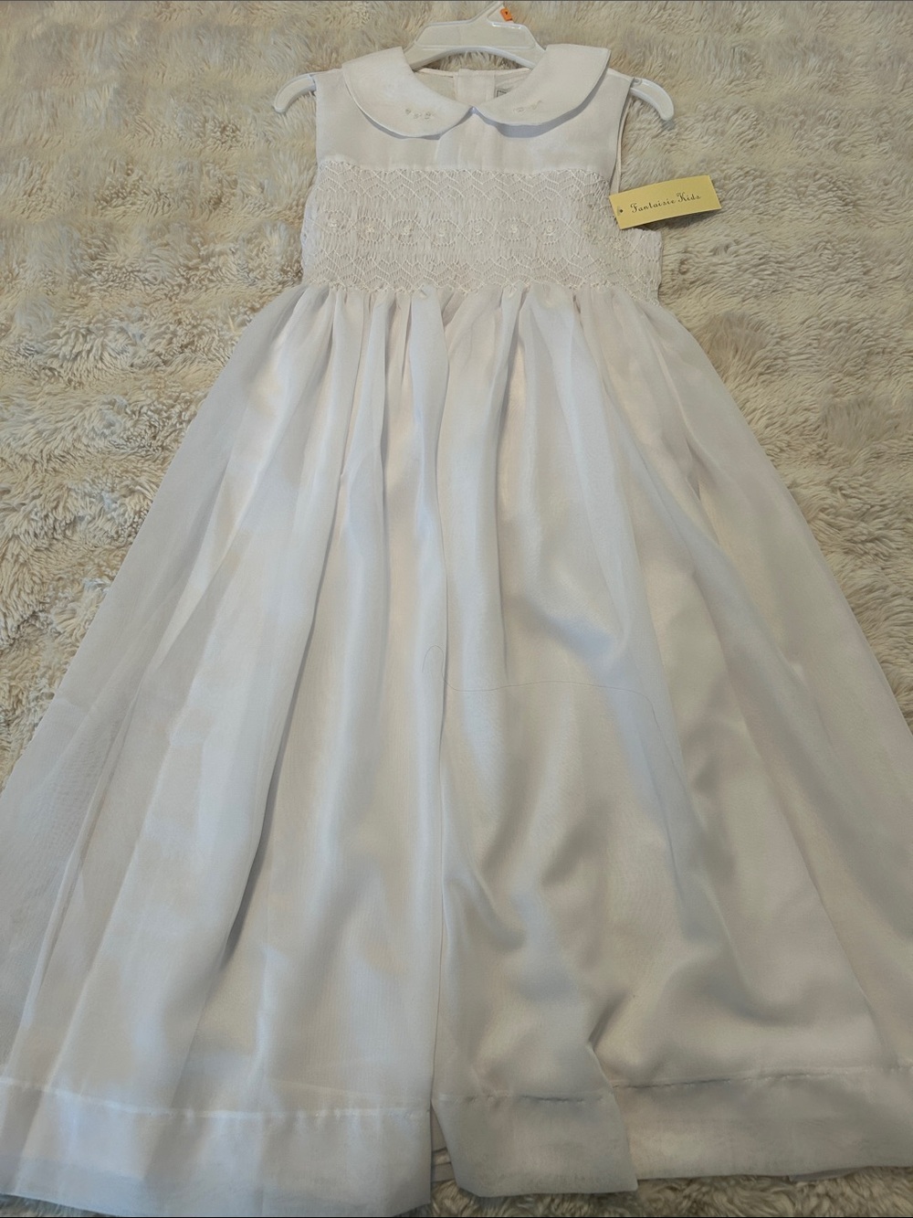 White Girls' Party Dress with Peter Pan Collar
